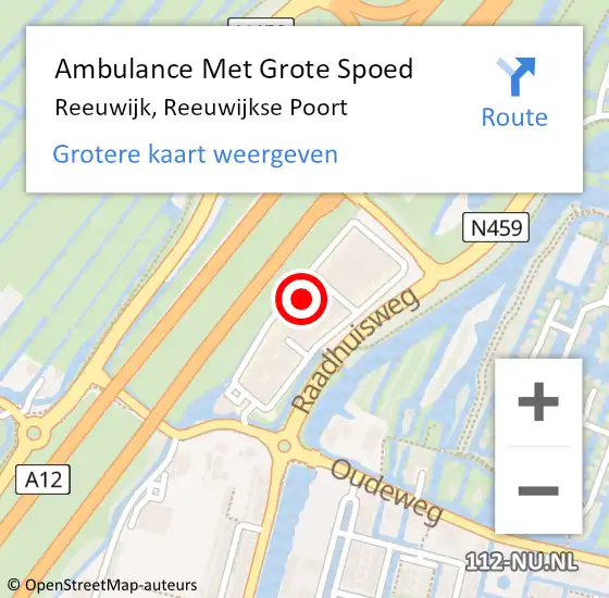 Locatie op kaart van de 112 melding: Ambulance Met Grote Spoed Naar Reeuwijk, Reeuwijkse Poort op 28 mei 2024 20:12