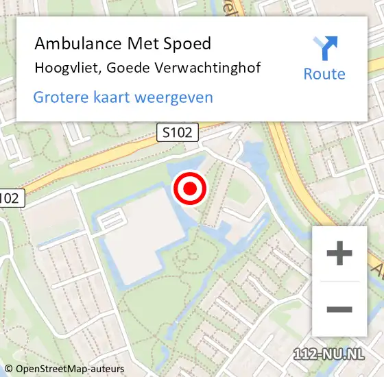 Locatie op kaart van de 112 melding: Ambulance Met Spoed Naar Hoogvliet, Goede Verwachtinghof op 28 mei 2024 20:19