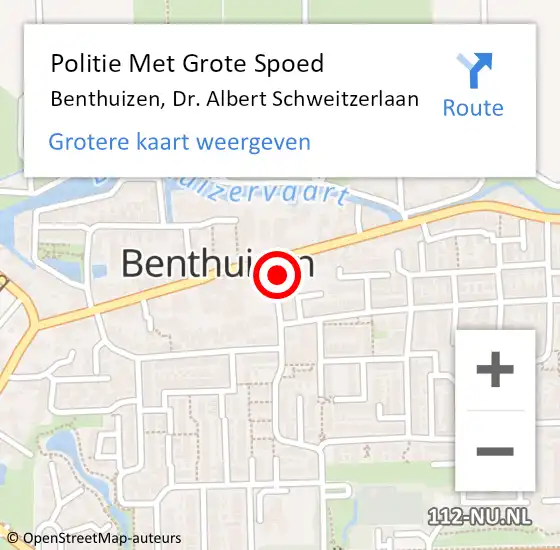 Locatie op kaart van de 112 melding: Politie Met Grote Spoed Naar Benthuizen, Dr. Albert Schweitzerlaan op 28 mei 2024 20:30