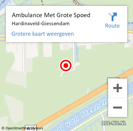 Locatie op kaart van de 112 melding: Ambulance Met Grote Spoed Naar Hardinxveld-Giessendam op 28 mei 2024 20:42