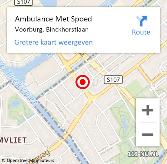 Locatie op kaart van de 112 melding: Ambulance Met Spoed Naar Voorburg, Binckhorstlaan op 28 mei 2024 20:59