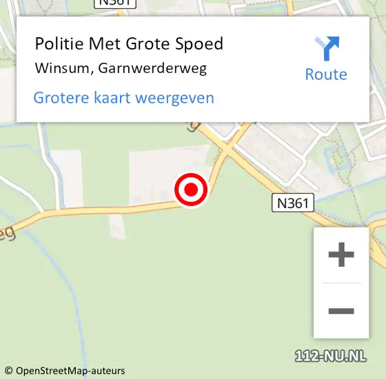 Locatie op kaart van de 112 melding: Politie Met Grote Spoed Naar Winsum, Garnwerderweg op 28 mei 2024 21:12