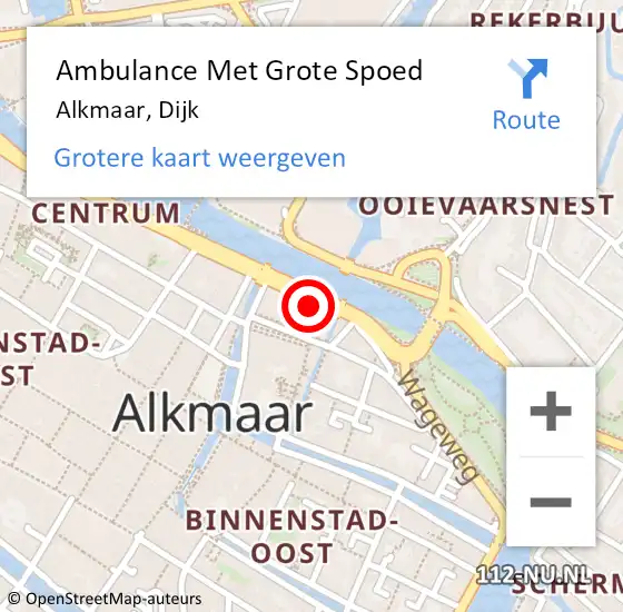 Locatie op kaart van de 112 melding: Ambulance Met Grote Spoed Naar Alkmaar, Dijk op 28 mei 2024 21:15