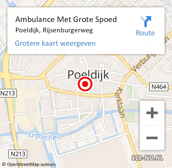 Locatie op kaart van de 112 melding: Ambulance Met Grote Spoed Naar Poeldijk, Rijsenburgerweg op 28 mei 2024 21:36