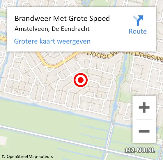 Locatie op kaart van de 112 melding: Brandweer Met Grote Spoed Naar Amstelveen, De Eendracht op 28 mei 2024 21:46