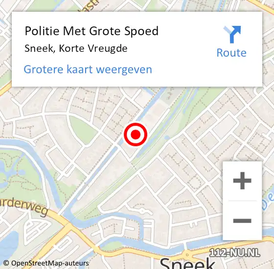 Locatie op kaart van de 112 melding: Politie Met Grote Spoed Naar Sneek, Korte Vreugde op 28 mei 2024 22:06