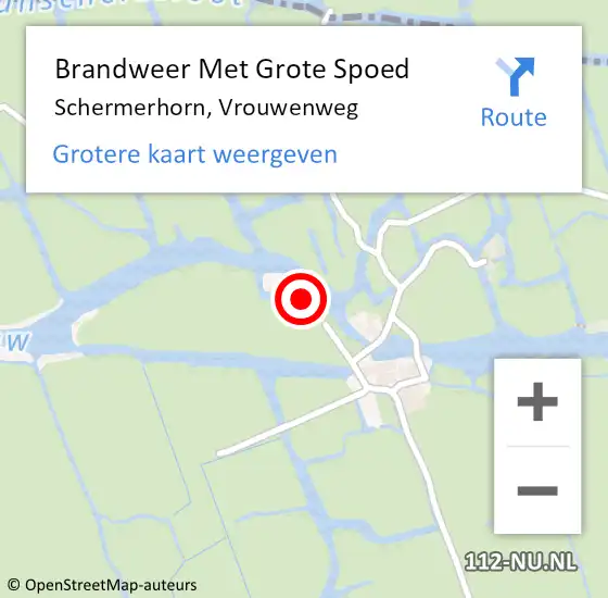 Locatie op kaart van de 112 melding: Brandweer Met Grote Spoed Naar Schermerhorn, Vrouwenweg op 28 mei 2024 22:06