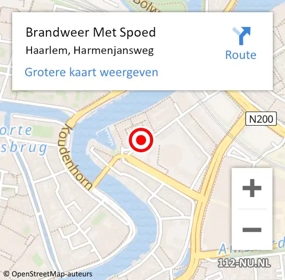 Locatie op kaart van de 112 melding: Brandweer Met Spoed Naar Haarlem, Harmenjansweg op 28 mei 2024 22:20