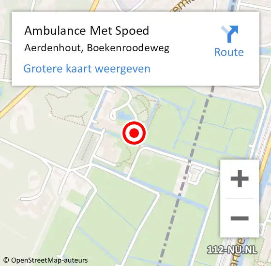 Locatie op kaart van de 112 melding: Ambulance Met Spoed Naar Aerdenhout, Boekenroodeweg op 28 mei 2024 22:29