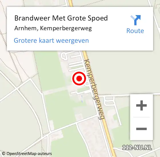 Locatie op kaart van de 112 melding: Brandweer Met Grote Spoed Naar Arnhem, Kemperbergerweg op 28 mei 2024 22:39