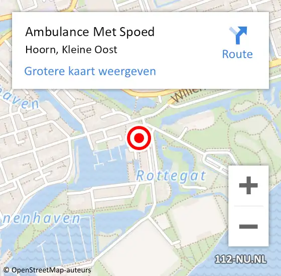 Locatie op kaart van de 112 melding: Ambulance Met Spoed Naar Hoorn, Kleine Oost op 28 mei 2024 23:07