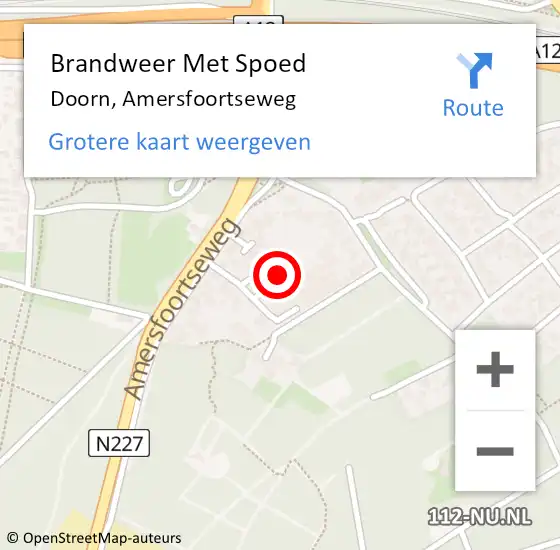 Locatie op kaart van de 112 melding: Brandweer Met Spoed Naar Doorn, Amersfoortseweg op 28 mei 2024 23:33