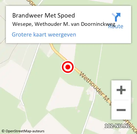 Locatie op kaart van de 112 melding: Brandweer Met Spoed Naar Wesepe, Wethouder M. van Doorninckweg op 28 mei 2024 23:44