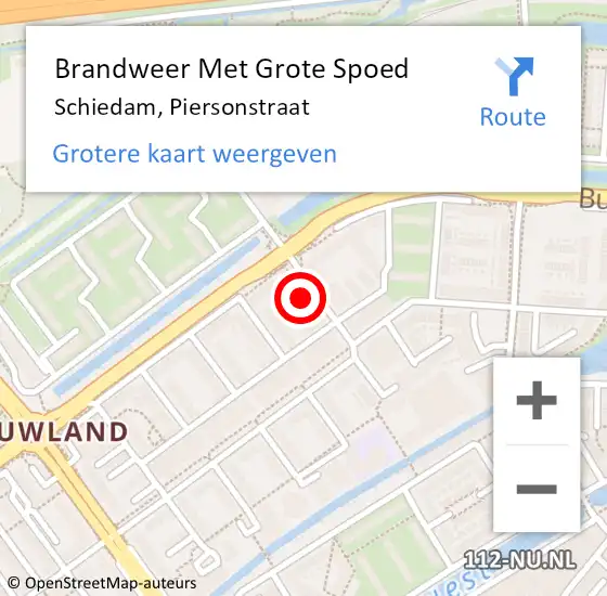 Locatie op kaart van de 112 melding: Brandweer Met Grote Spoed Naar Schiedam, Piersonstraat op 28 mei 2024 23:59