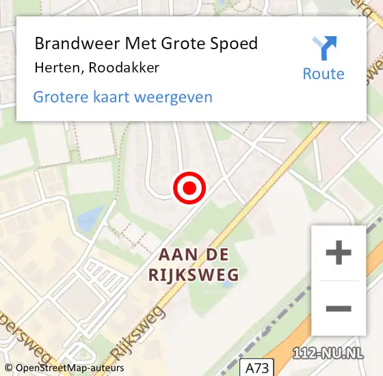 Locatie op kaart van de 112 melding: Brandweer Met Grote Spoed Naar Herten, Roodakker op 29 mei 2024 00:06