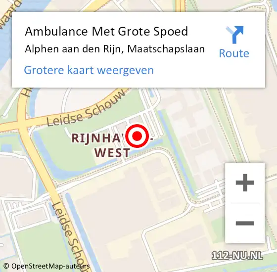 Locatie op kaart van de 112 melding: Ambulance Met Grote Spoed Naar Alphen aan den Rijn, Maatschapslaan op 29 mei 2024 00:18