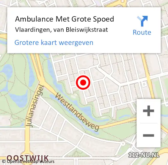 Locatie op kaart van de 112 melding: Ambulance Met Grote Spoed Naar Vlaardingen, van Bleiswijkstraat op 29 mei 2024 00:33