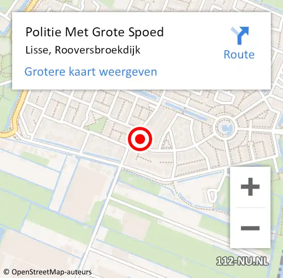 Locatie op kaart van de 112 melding: Politie Met Grote Spoed Naar Lisse, Rooversbroekdijk op 29 mei 2024 00:41