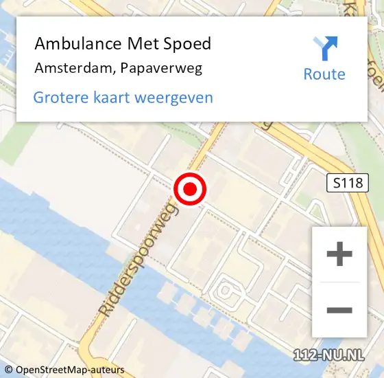 Locatie op kaart van de 112 melding: Ambulance Met Spoed Naar Amsterdam, Papaverweg op 29 mei 2024 01:14