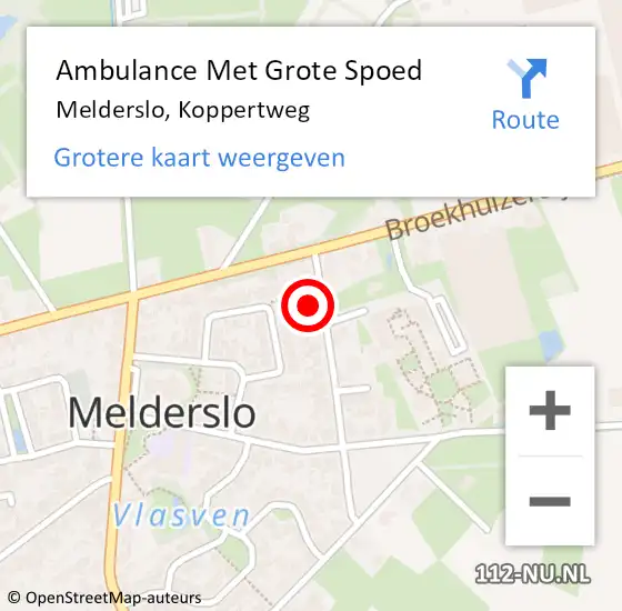 Locatie op kaart van de 112 melding: Ambulance Met Grote Spoed Naar Melderslo, Koppertweg op 7 oktober 2014 14:38