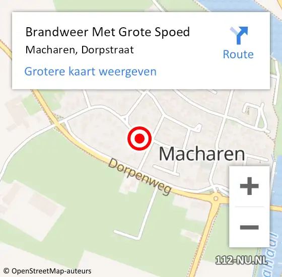 Locatie op kaart van de 112 melding: Brandweer Met Grote Spoed Naar Macharen, Dorpstraat op 29 mei 2024 01:21