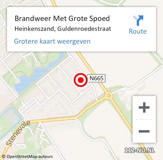 Locatie op kaart van de 112 melding: Brandweer Met Grote Spoed Naar Heinkenszand, Guldenroedestraat op 29 mei 2024 02:12