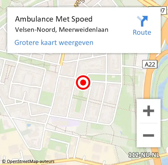 Locatie op kaart van de 112 melding: Ambulance Met Spoed Naar Velsen-Noord, Meerweidenlaan op 29 mei 2024 03:16