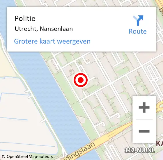Locatie op kaart van de 112 melding: Politie Utrecht, Nansenlaan op 29 mei 2024 04:03