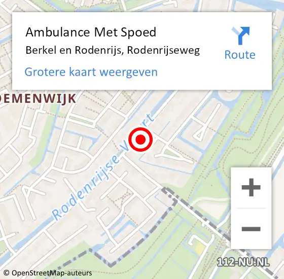 Locatie op kaart van de 112 melding: Ambulance Met Spoed Naar Berkel en Rodenrijs, Rodenrijseweg op 29 mei 2024 04:41