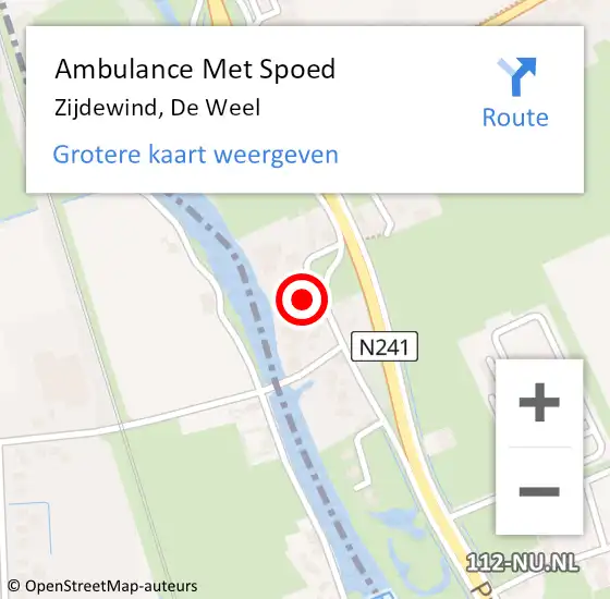 Locatie op kaart van de 112 melding: Ambulance Met Spoed Naar Zijdewind, De Weel op 29 mei 2024 05:54