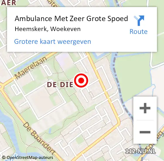 Locatie op kaart van de 112 melding: Ambulance Met Zeer Grote Spoed Naar Heemskerk, Woekeven op 29 mei 2024 05:56