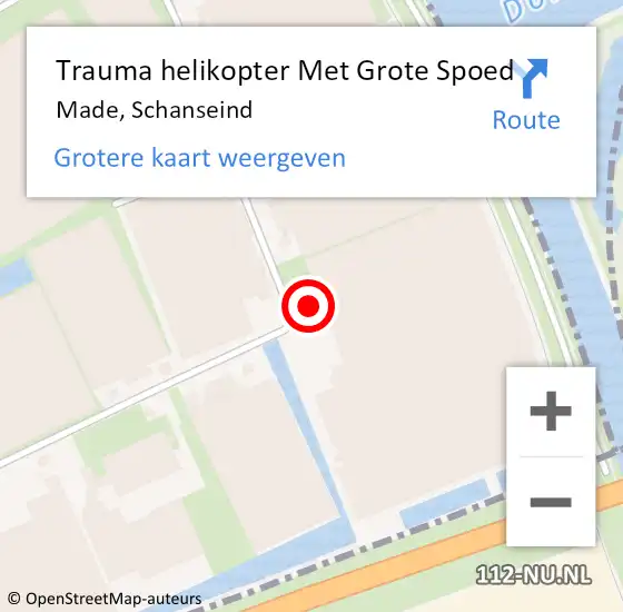 Locatie op kaart van de 112 melding: Trauma helikopter Met Grote Spoed Naar Made, Schanseind op 29 mei 2024 06:29