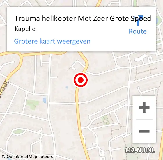 Locatie op kaart van de 112 melding: Trauma helikopter Met Zeer Grote Spoed Naar Kapelle op 29 mei 2024 07:31