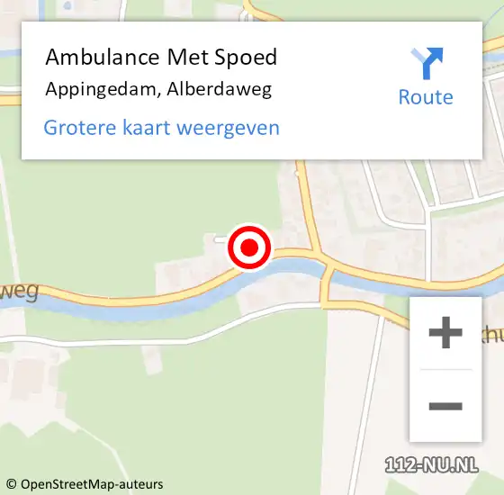 Locatie op kaart van de 112 melding: Ambulance Met Spoed Naar Appingedam, Alberdaweg op 7 oktober 2014 14:49