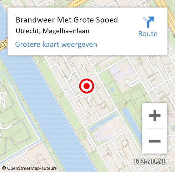 Locatie op kaart van de 112 melding: Brandweer Met Grote Spoed Naar Utrecht, Magelhaenlaan op 29 mei 2024 07:50
