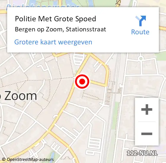 Locatie op kaart van de 112 melding: Politie Met Grote Spoed Naar Bergen op Zoom, Stationsstraat op 29 mei 2024 07:54