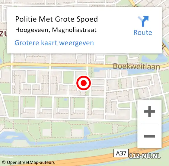 Locatie op kaart van de 112 melding: Politie Met Grote Spoed Naar Hoogeveen, Magnoliastraat op 29 mei 2024 07:56