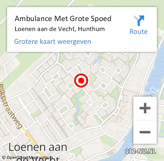 Locatie op kaart van de 112 melding: Ambulance Met Grote Spoed Naar Loenen aan de Vecht, Hunthum op 29 mei 2024 07:59