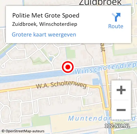 Locatie op kaart van de 112 melding: Politie Met Grote Spoed Naar Zuidbroek, Winschoterdiep op 29 mei 2024 08:03