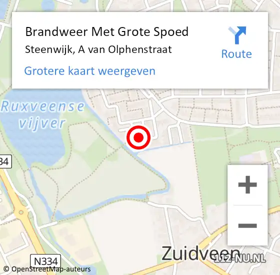 Locatie op kaart van de 112 melding: Brandweer Met Grote Spoed Naar Steenwijk, A van Olphenstraat op 29 mei 2024 08:13