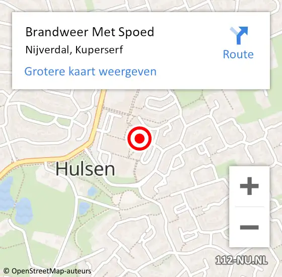 Locatie op kaart van de 112 melding: Brandweer Met Spoed Naar Nijverdal, Kuperserf op 29 mei 2024 08:47