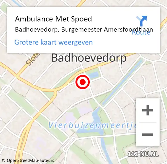 Locatie op kaart van de 112 melding: Ambulance Met Spoed Naar Badhoevedorp, Burgemeester Amersfoordtlaan op 29 mei 2024 08:49