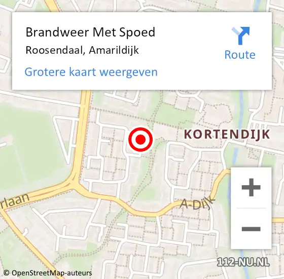 Locatie op kaart van de 112 melding: Brandweer Met Spoed Naar Roosendaal, Amarildijk op 29 mei 2024 09:02