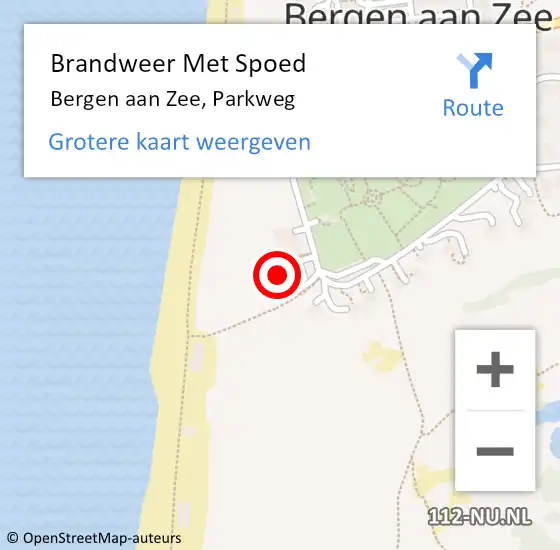 Locatie op kaart van de 112 melding: Brandweer Met Spoed Naar Bergen aan Zee, Parkweg op 29 mei 2024 09:06