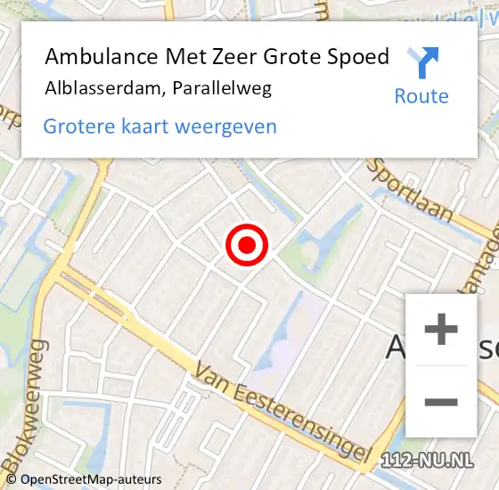 Locatie op kaart van de 112 melding: Ambulance Met Zeer Grote Spoed Naar Alblasserdam, Parallelweg op 29 mei 2024 09:12