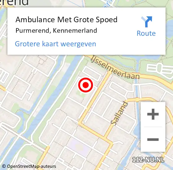 Locatie op kaart van de 112 melding: Ambulance Met Grote Spoed Naar Purmerend, Kennemerland op 29 mei 2024 09:22
