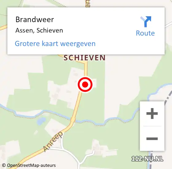 Locatie op kaart van de 112 melding: Brandweer Assen, Schieven op 29 mei 2024 09:48