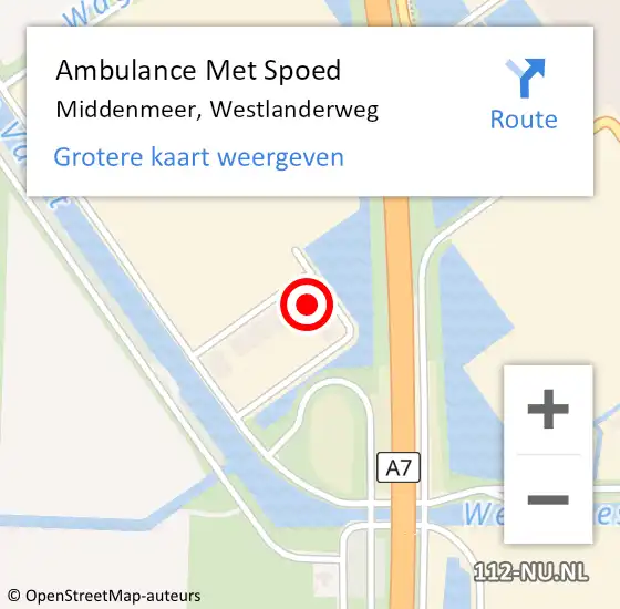 Locatie op kaart van de 112 melding: Ambulance Met Spoed Naar Middenmeer, Westlanderweg op 29 mei 2024 09:53