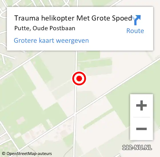 Locatie op kaart van de 112 melding: Trauma helikopter Met Grote Spoed Naar Putte, Oude Postbaan op 29 mei 2024 10:17