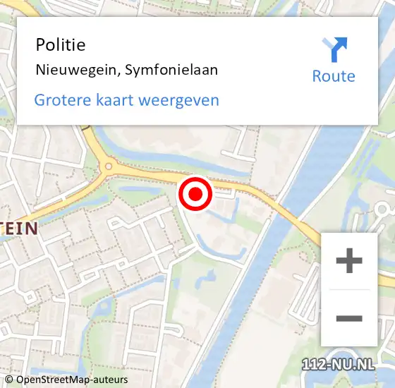 Locatie op kaart van de 112 melding: Politie Nieuwegein, Symfonielaan op 29 mei 2024 10:19